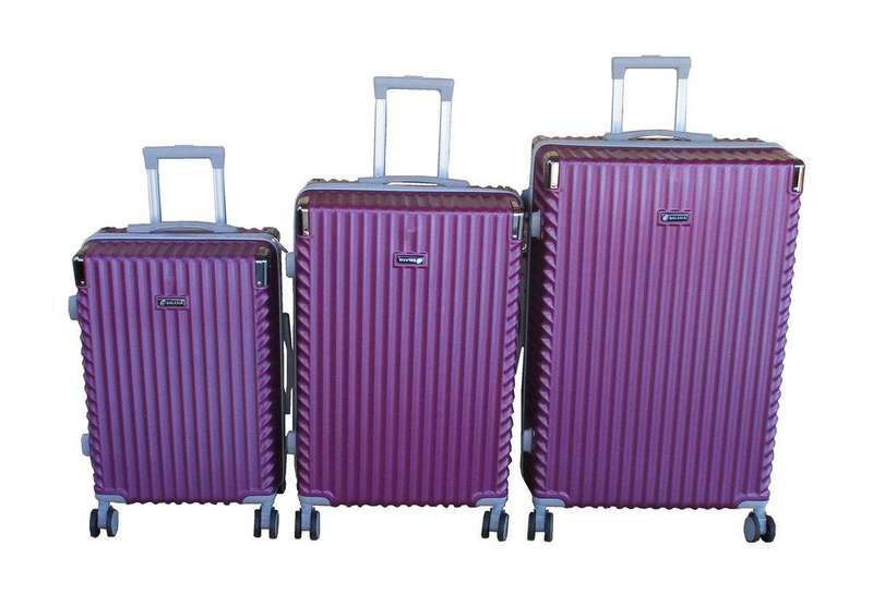 SMTE 3-Piece Hard-Shell Luggage Set - Purple with keychain