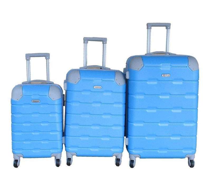 SMTE ABS Luggage Set-Blue, Durable Shell,360 Wheels, Telescopic Handle - 3-Piece with keychain