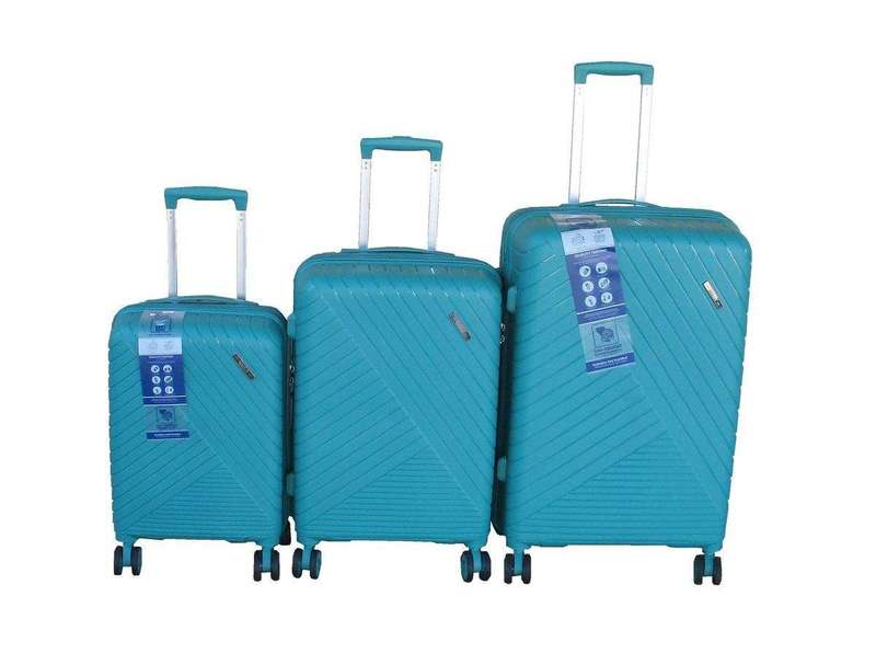 SMTE Unbreakable 3-Piece Turquoise Luggage Set with keychain