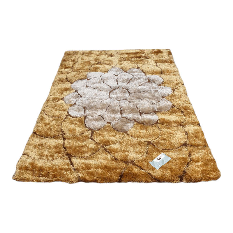 SMTE Quality Heavy Duty Fluffy/Shaggy Rug & Tieback (Persia-01) - Gold with keychain