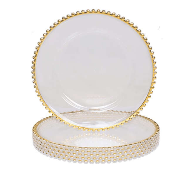 SMTE Round Transparent Underplate with Gold Trimming - 25 Pack with keychain