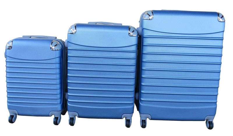 SMTE 3-Piece Light Blue Luggage Set with keychain
