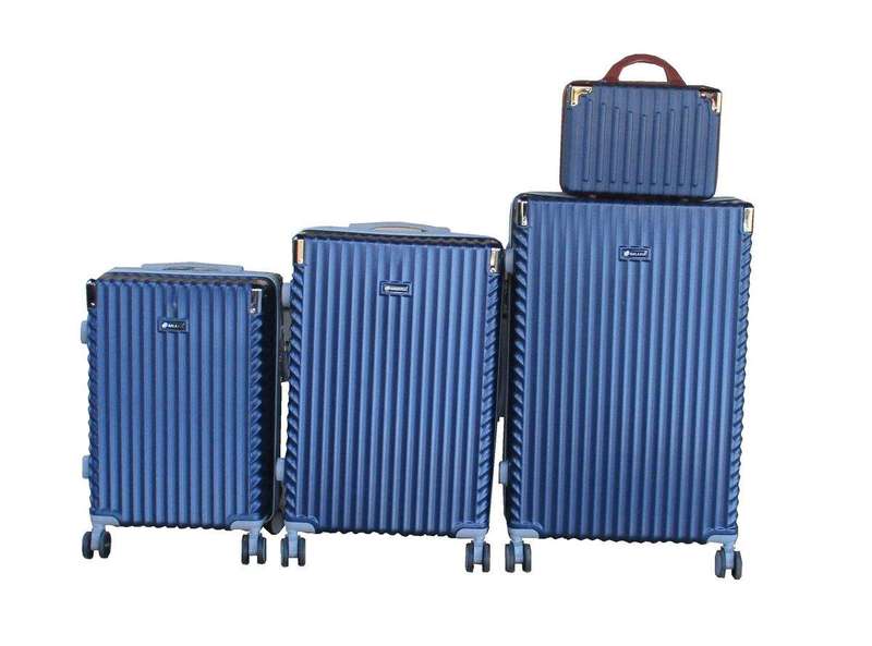 SMTE GALAXIA ABS 4-Piece Luggage Set, Navy, Spinner Wheels, Telescoping Handles with keychain