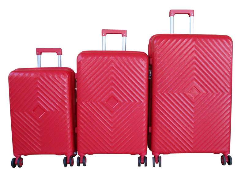 SMTE Unbreakable Durable Red PP 3-Piece Luggage Set - Lock, Nested Design with keychain