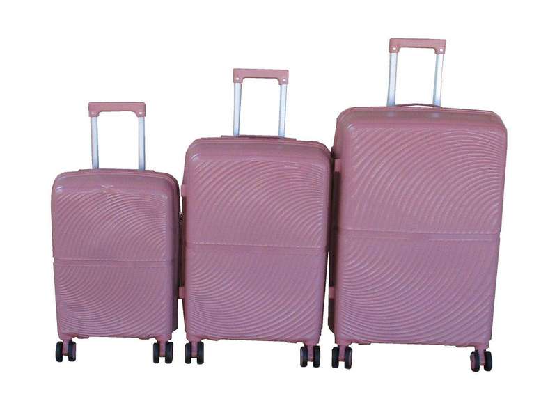 SMTE Unbreakable Pink 3-Piece PP HardShell Luggage Set - Lock & Spinner Wheels with keychain