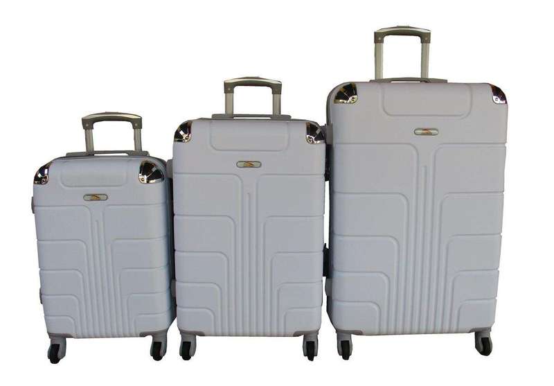 SMTE Durable 3-Piece ABS Luggage Set with Spinner Wheels, Combination Lock-White with keychain
