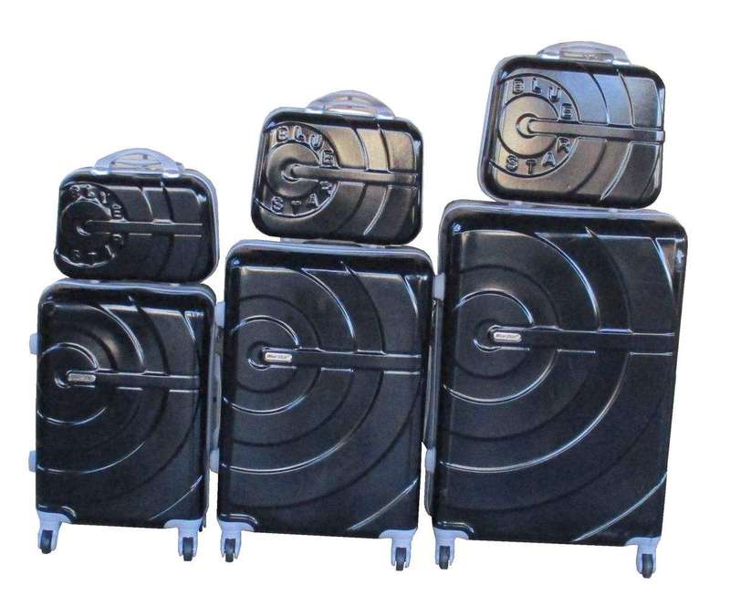 SMTE Durable ABS 6Piece Black Luggage Set with Spinner Wheels & Combination Lock with keychain