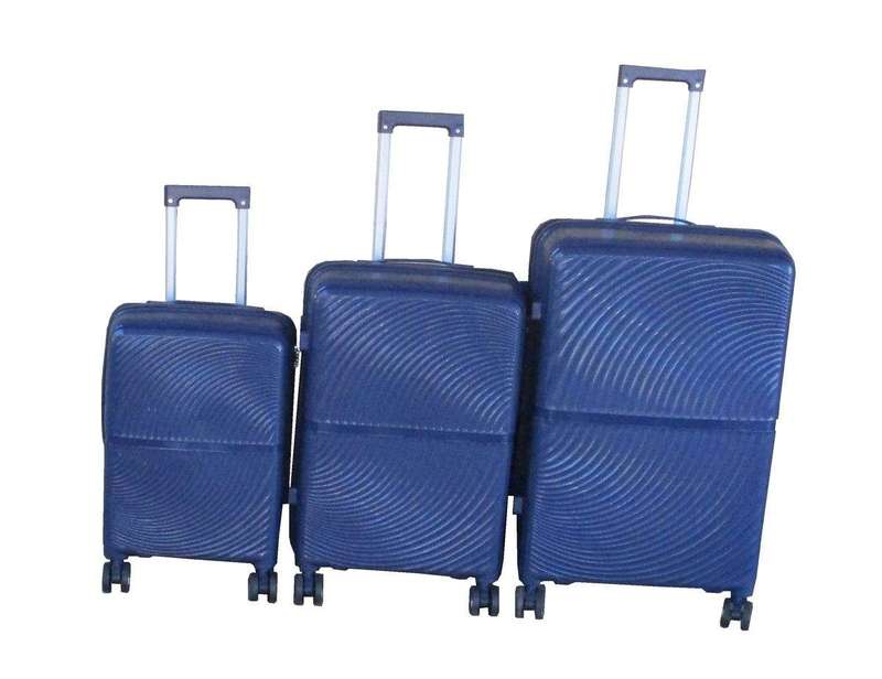 SMTE 3-Piece Navy Unbreakable Trolley Luggage Set with keychain