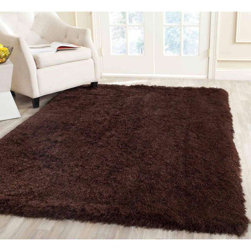 SMTE 150 x 180cm Plush Fluffy Carpet - Shaggy & Foldable Rugs - Brown with keychain