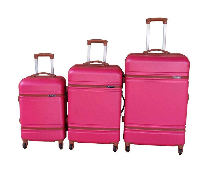 SMTE Hot Pink 3-Piece Luggage Set with keychain