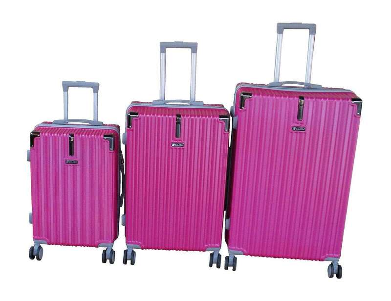 SMTE Galaxia ABS with Telescoping Handle and Lock Luggage Set - Pink - 3 Piece with keychain