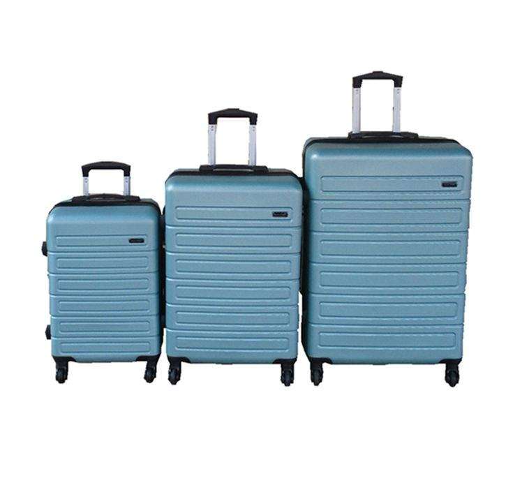 SMTE ABS Spinner Wheels Telescoping Handles & Lock Luggage Set - Light Blue - 3-Piece with keychain