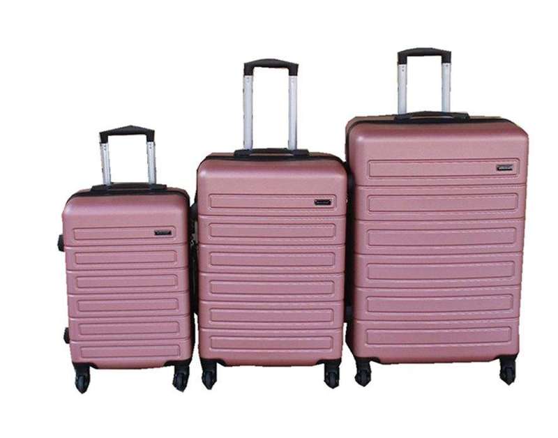 SMTE ABS Spinner Wheel Telescopic Handle & Nested Design Luggage Set - Rose Gold - 3 Piece with k...