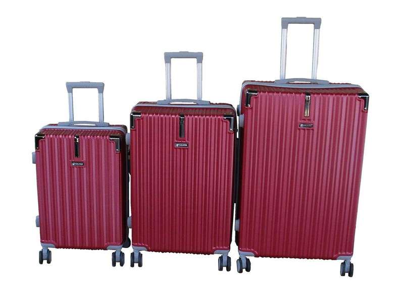SMTE GALAXIA 3 Piece Red ABS Hard-Shell Luggage Set and Combo Lock with keychain