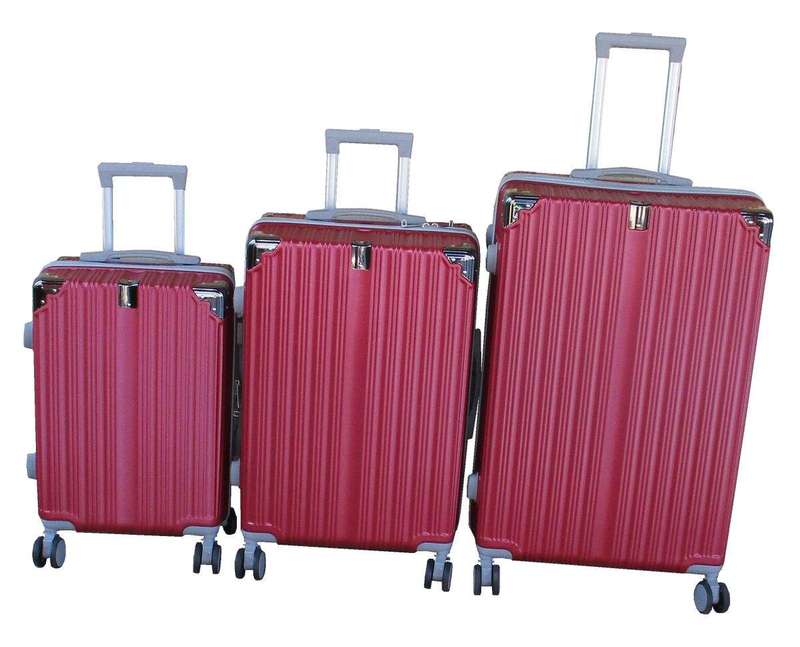 SMTE Red ABS 3-Piece Luggage Set - Hard-Shell, Spinner Wheels and Lock with keychain