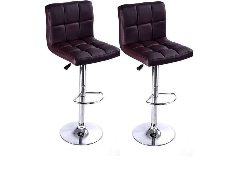 SMTE Ronin Faux Leather Swivel Bar Stool - Set of 2 - Brown with keychain