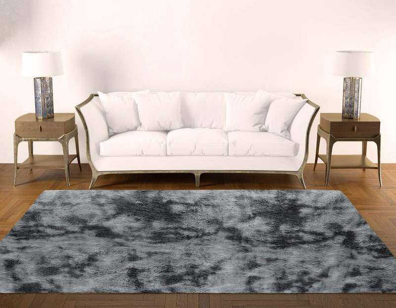 SMTE 150 x 180cm Plush Two Tone Fluffy Carpet - Shaggy & Foldable Rugs - Comet with keychain