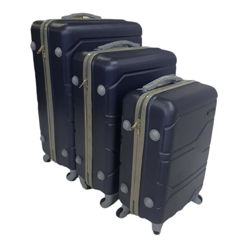 SMTE Acesa Hard Shell Suitcase, TNO-Type, Set 3 Piece - Navy with keychain