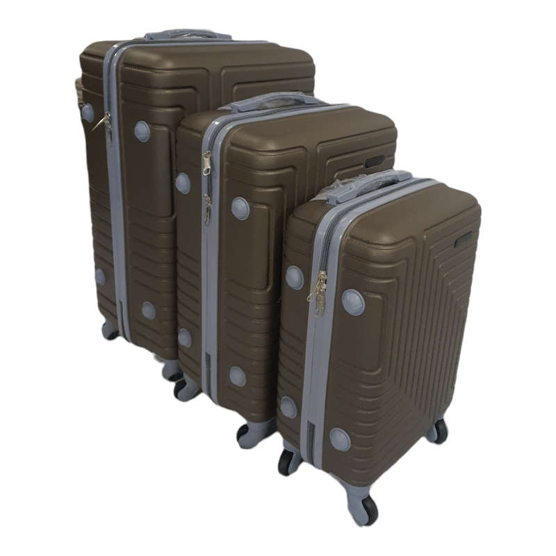 SMTE Acesa Hard Shell Suitcase, S-Type, Set 3 Piece - Brown with keychain