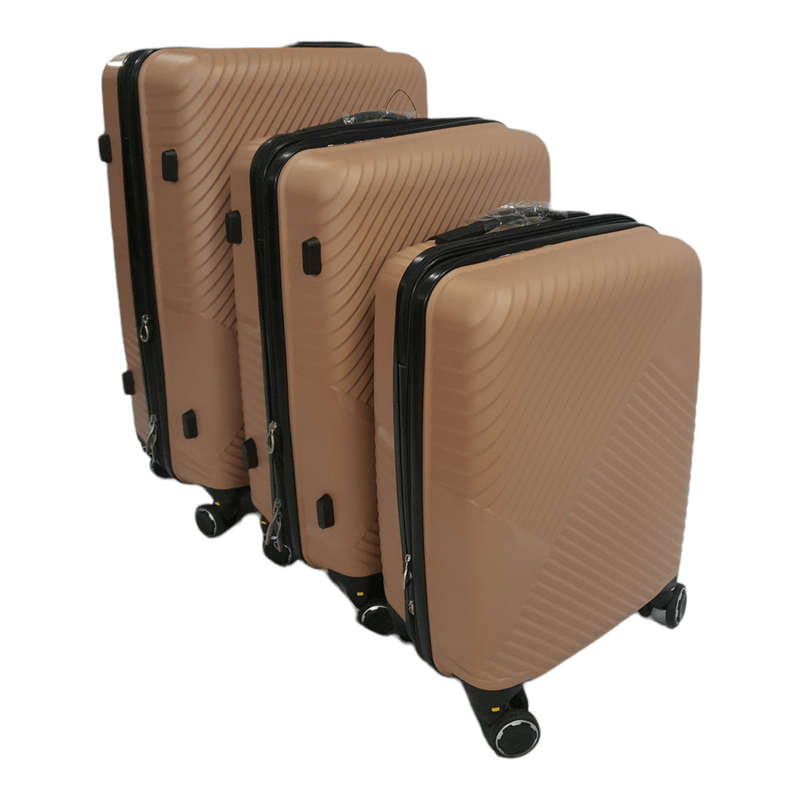 SMTE Acesa Hard Shell Wave Elite Suitcase Set 3 Piece - Beige with keychain