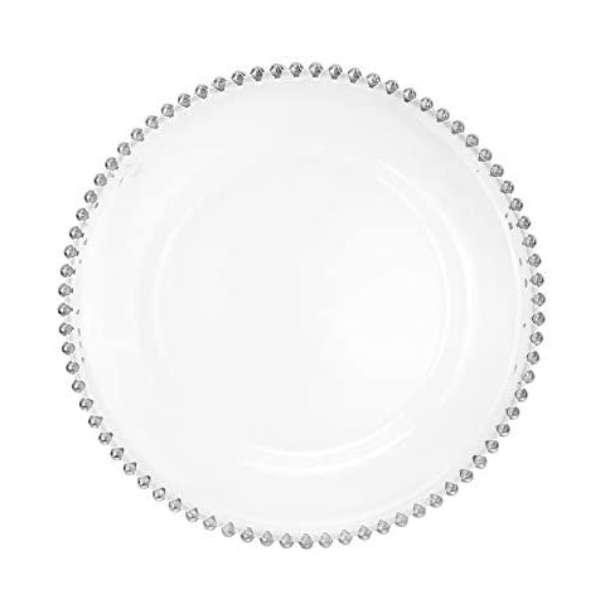 SMTE Elegant Silver Rimmed Wedding UnderPlates - 12 Piece - 13" with keychain