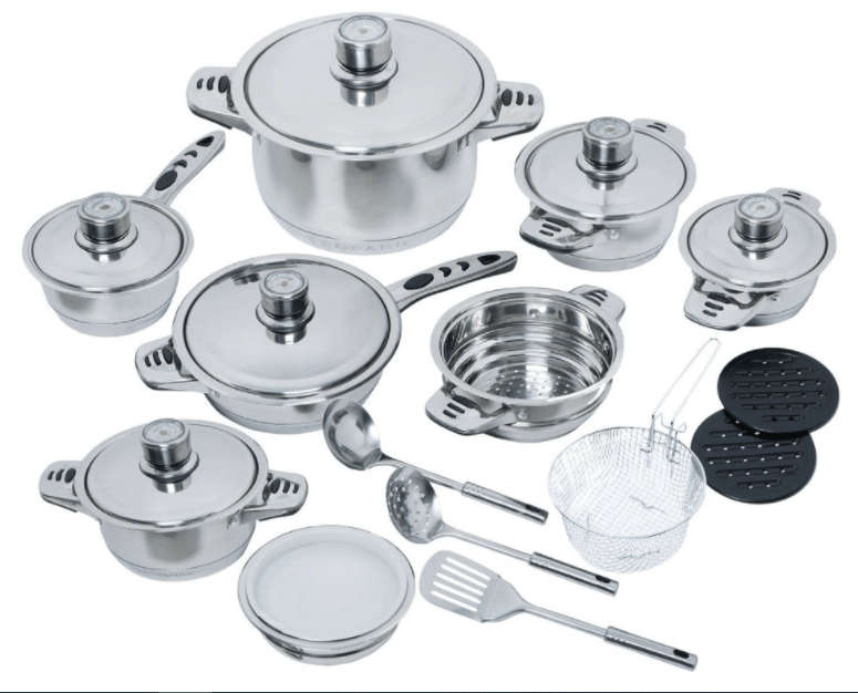 SMTE Stainless Steel Non-Stick 22 Pieces Cookware Pots with keychain