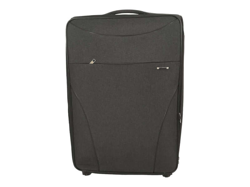 SMTE-Quality Trolley 1 Piece Fabric Travel Luggage Spinner Suitcase Set - Grey - 55 cm with keychain