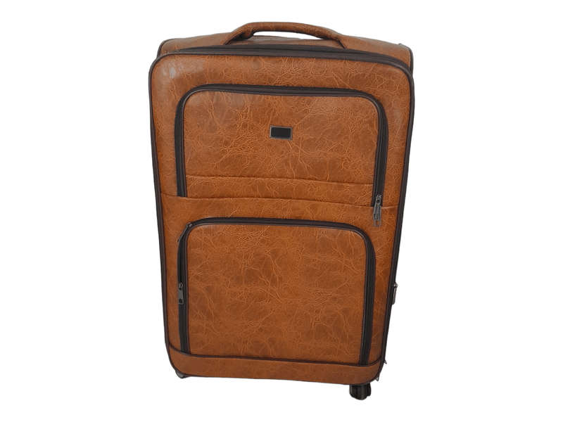 SMTE-Quality Trolley Piece Leather Travel Luggage Spinner Suitcase Set - 65 cm with keychain