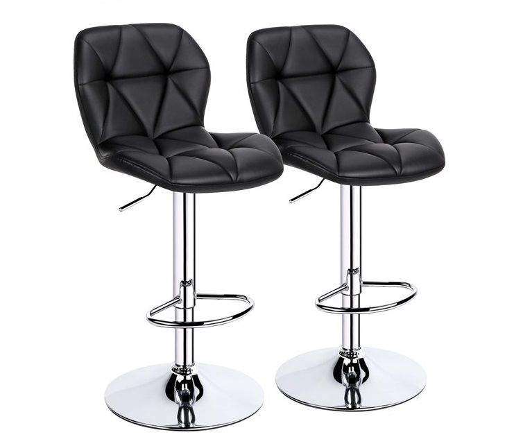 SMTE Bar Kitchen Counter Modern Swivel Bar Stools - Set of 2 - Black Colour with keychain