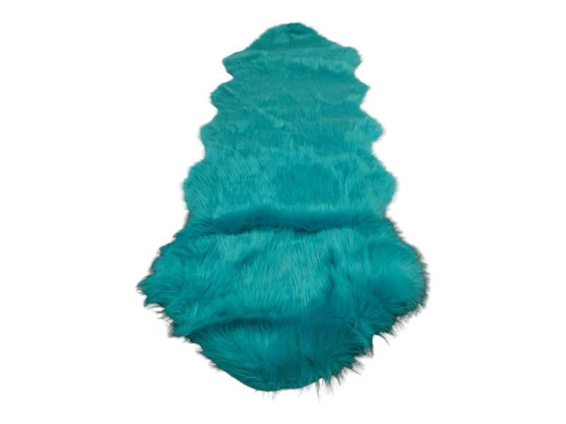 SMTE Faux Fur Rug - 60cm x 1.8 m - Blue with keychain