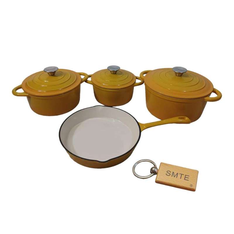 SMTE Premium 7-Piece Cast Iron Cookware Set+ Smte Keychain - Cyber Yellow