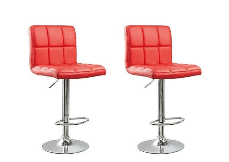 SMTE Ronin Faux Leather Swivel Bar Stool - Set of 2 - Red with keychain