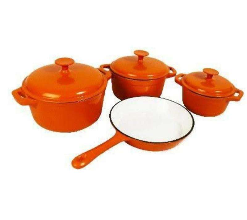 SMTE Dream World-Cast Iron 7pcs pots set - Orange with keychain