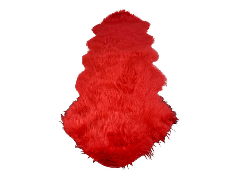 SMTE Faux Fur Rug - 60cm x 1.8 m - Red with keychain
