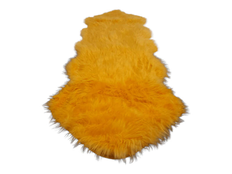 SMTE Faux Fur Rug - 60cm x 1.8 m - Yellow with keychain