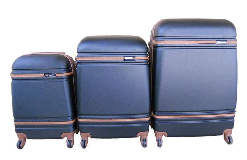 SMTE 3 Piece Nexco Travel Luggage Bag Set - Black with keychain