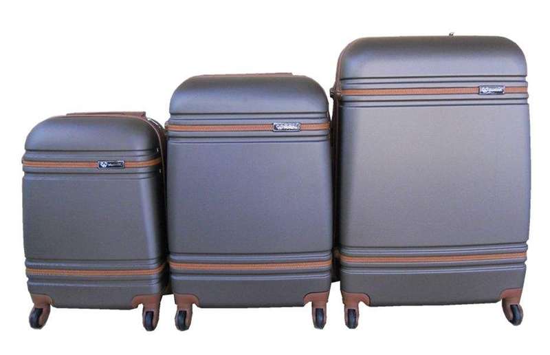 SMTE 3 Piece Nexco Travel Luggage Bag Set - Dark Brown with keychain