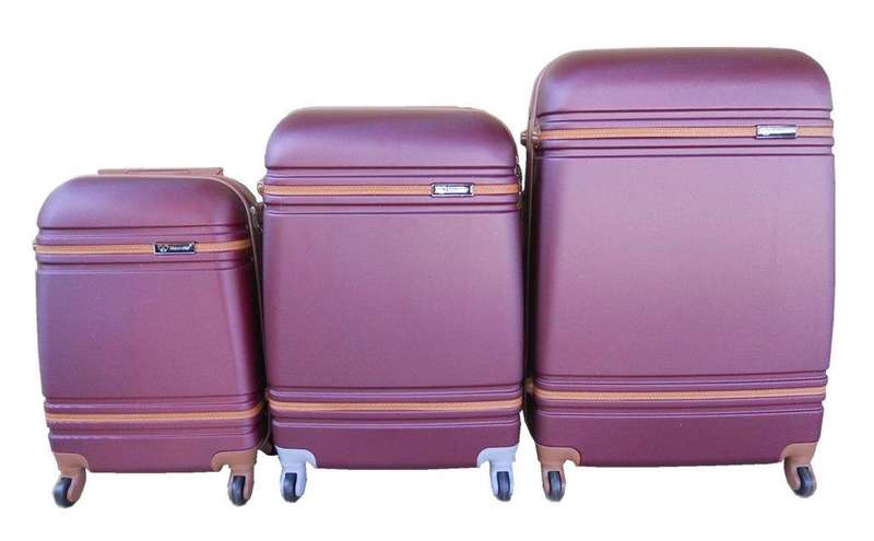 SMTE 3 Piece Nexco Travel Luggage Bag Set - Plum with keychain