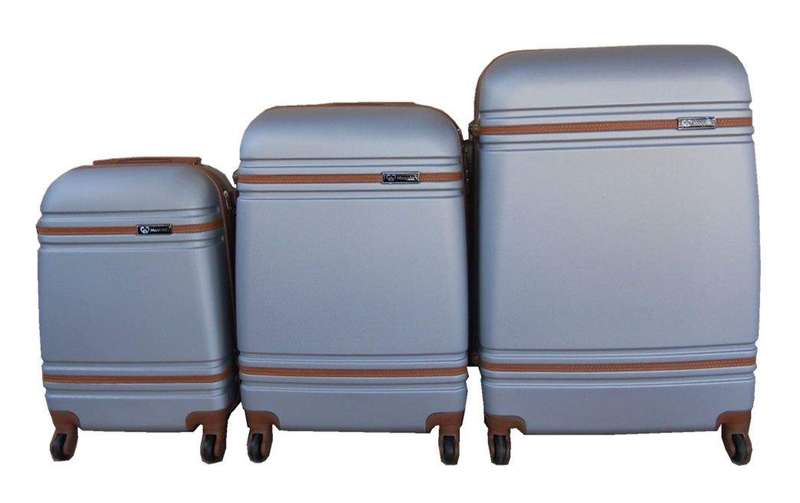 SMTE 3 Piece Nexco Travel Luggage Bag Set - Silver with keychain