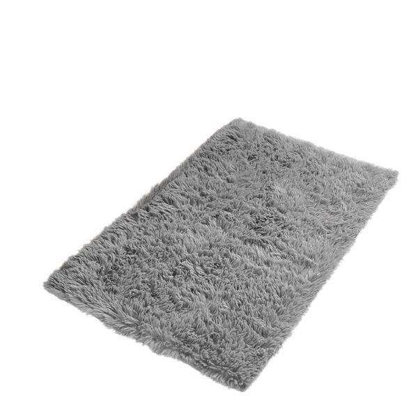 SMTE Large grey Fluffy carpet rug for home and office with keychain