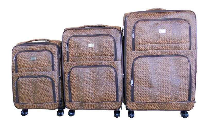 SMTE Luggage Bag Set of 3 PU Leather Travel Suitcases 28'24'22' inch Dark Brown with keychain
