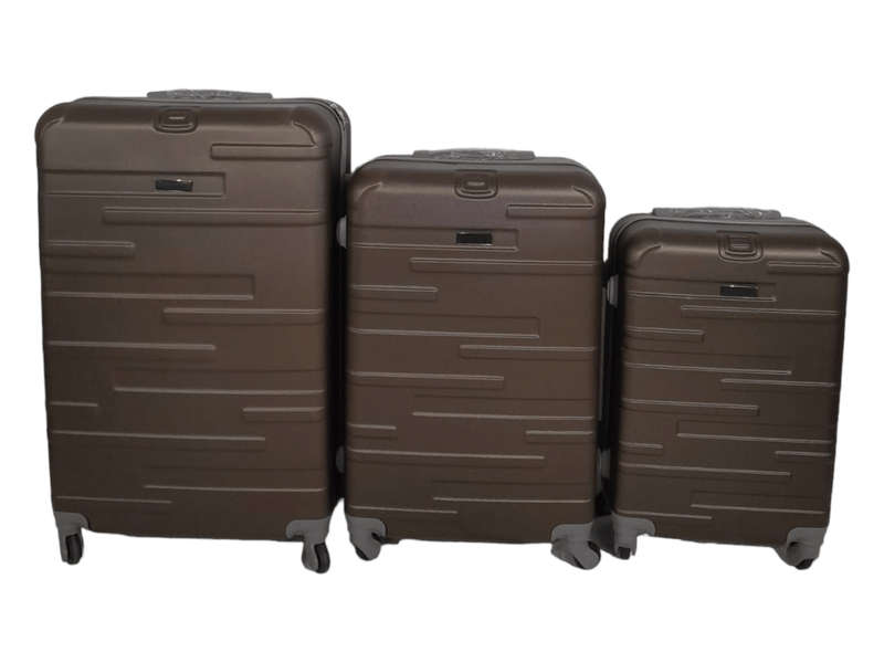 SMTE 3 Piece Travel Luggage Suitcase Bag Set A03 - Brown with keychain