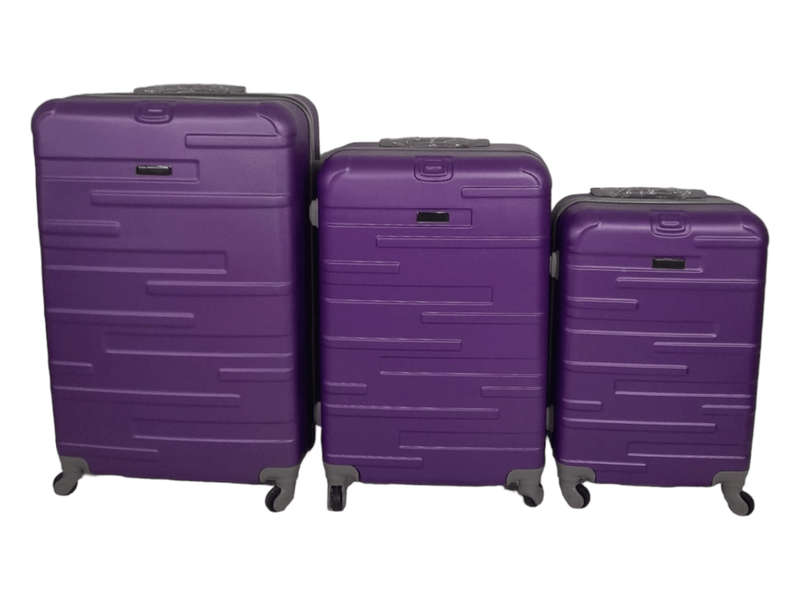 SMTE 3 Piece Travel Luggage Suitcase Bag Set A03 - Purple with keychain