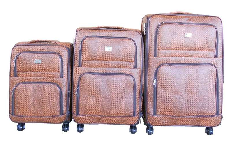 SMTE Luggage Bag Set of 3 PU Leather Travel Suitcases 28'24'22' inch - Brown with keychain