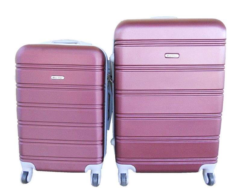 SMTE 2 Piece Premium Luggage Set - Dark Plum with keychain