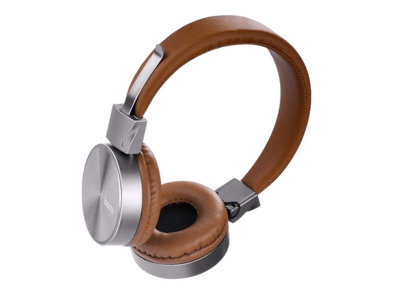 SMTE Wired headphones "W2" adjustable head beam with mic - Brown with keychain