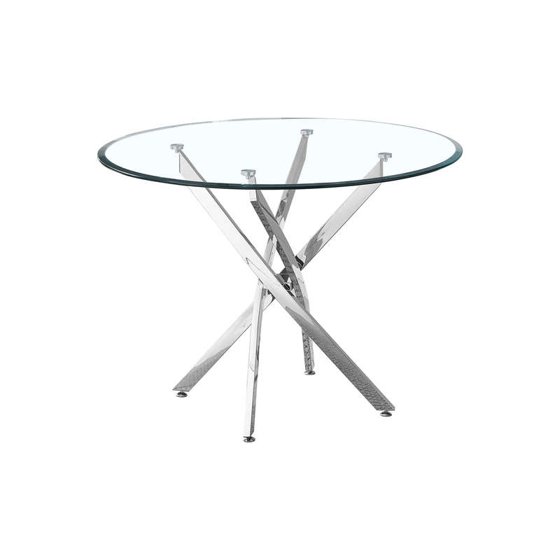 SMTE Dining Tables Glass With Silver Chrome Legs with keychain
