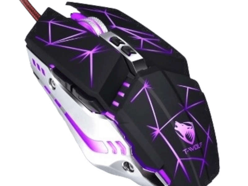 SMTE T-Wolf V7 Wired Gaming Moue & buttons 4 Color Backlight with keychain