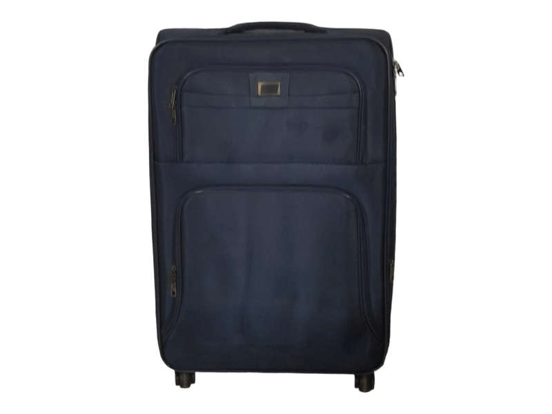 SMTE Trolley 1-Piece Travel Luggage Spinner - Fabric - Black with keychain