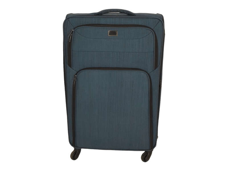 SMTE Trolley 1-Piece Travel Luggage Spinner - Fabric - Blue with keychain